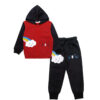 Cute Rainbow Cloud Fleece Hoodie Tracksuit - Red