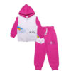 Cute Rainbow Cloud Fleece Hoodie Tracksuit - Shocking Pink