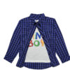 Dino-Boy-Regular-Check-Twofer-Casual-Shirt---White-&-Blue