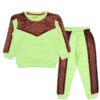 Fancy Red Sequence Work Flecce Tracksuit - Neon Green