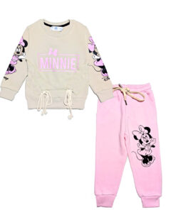 Happy Minnie Fleece Tracksuit - Skin & Baby Pink