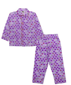 Hello Monkey Cotton Full Sleeves Nightsuit - Purple