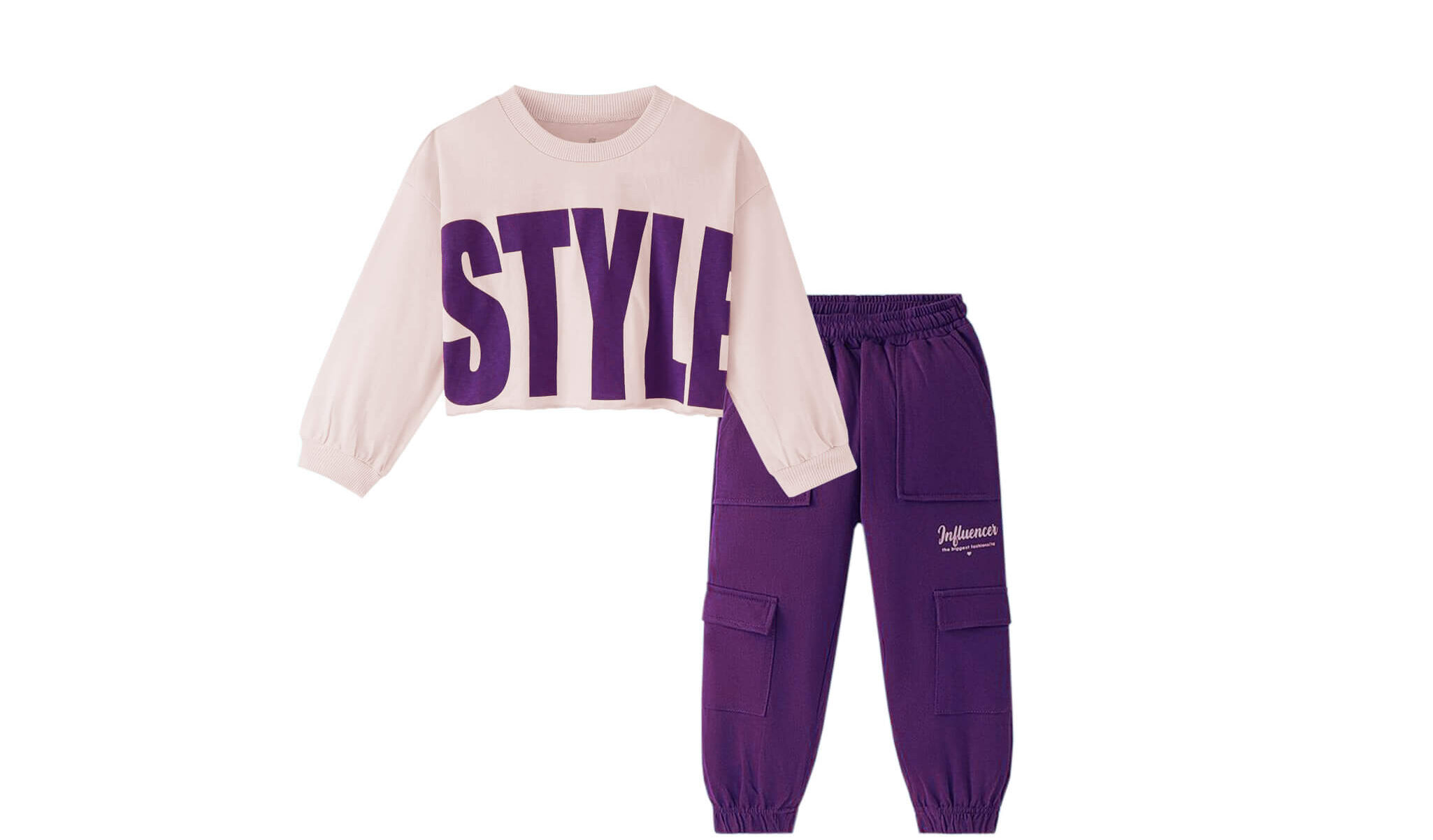 Influncer-Style-Short-SweatShirt-&-Pockets-Style-Trouser---Baby-Pink-&-Maganta