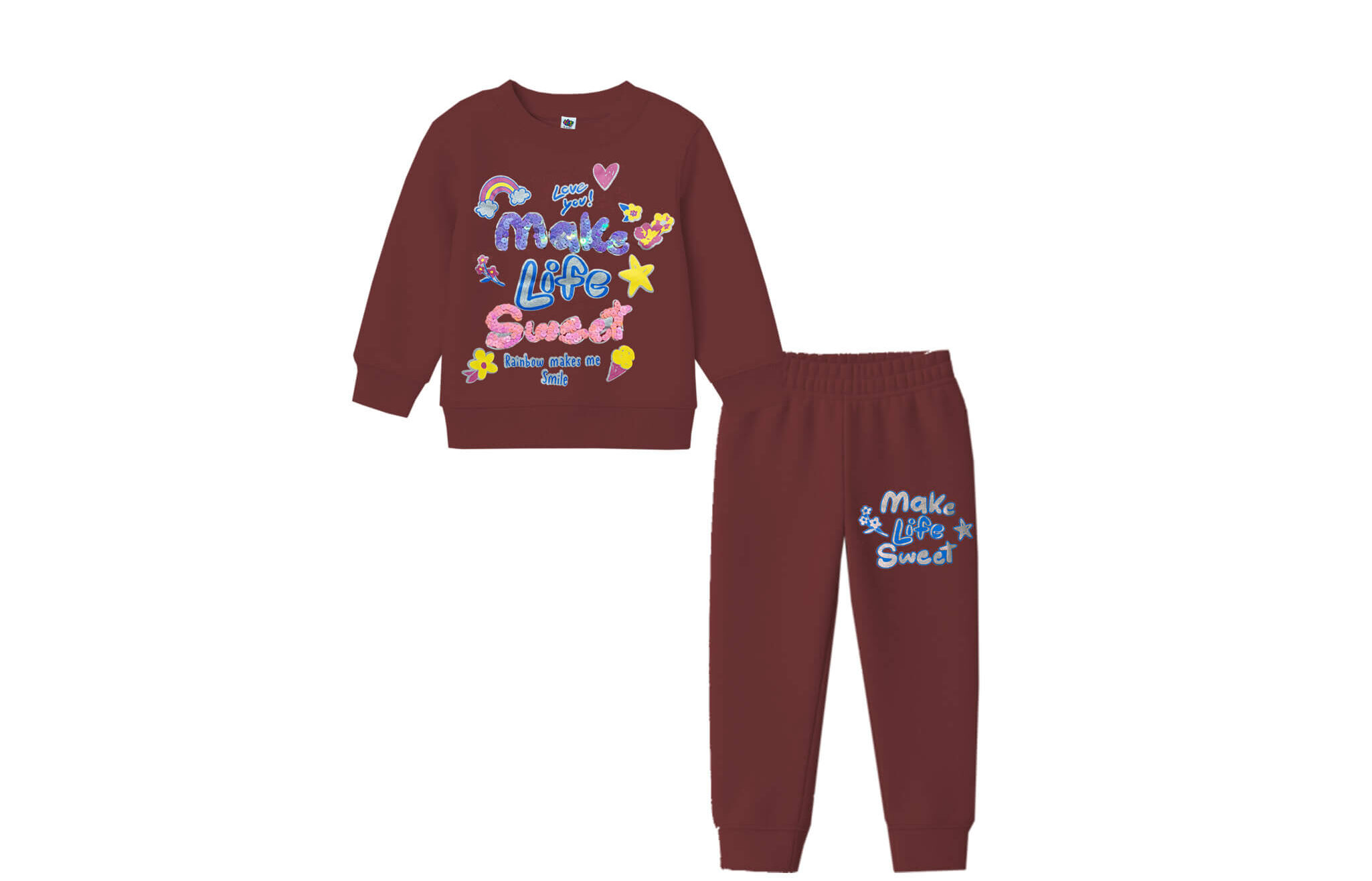 Make-Life-Sweet-Sequins-Fleece-Tracsuit-Maroon
