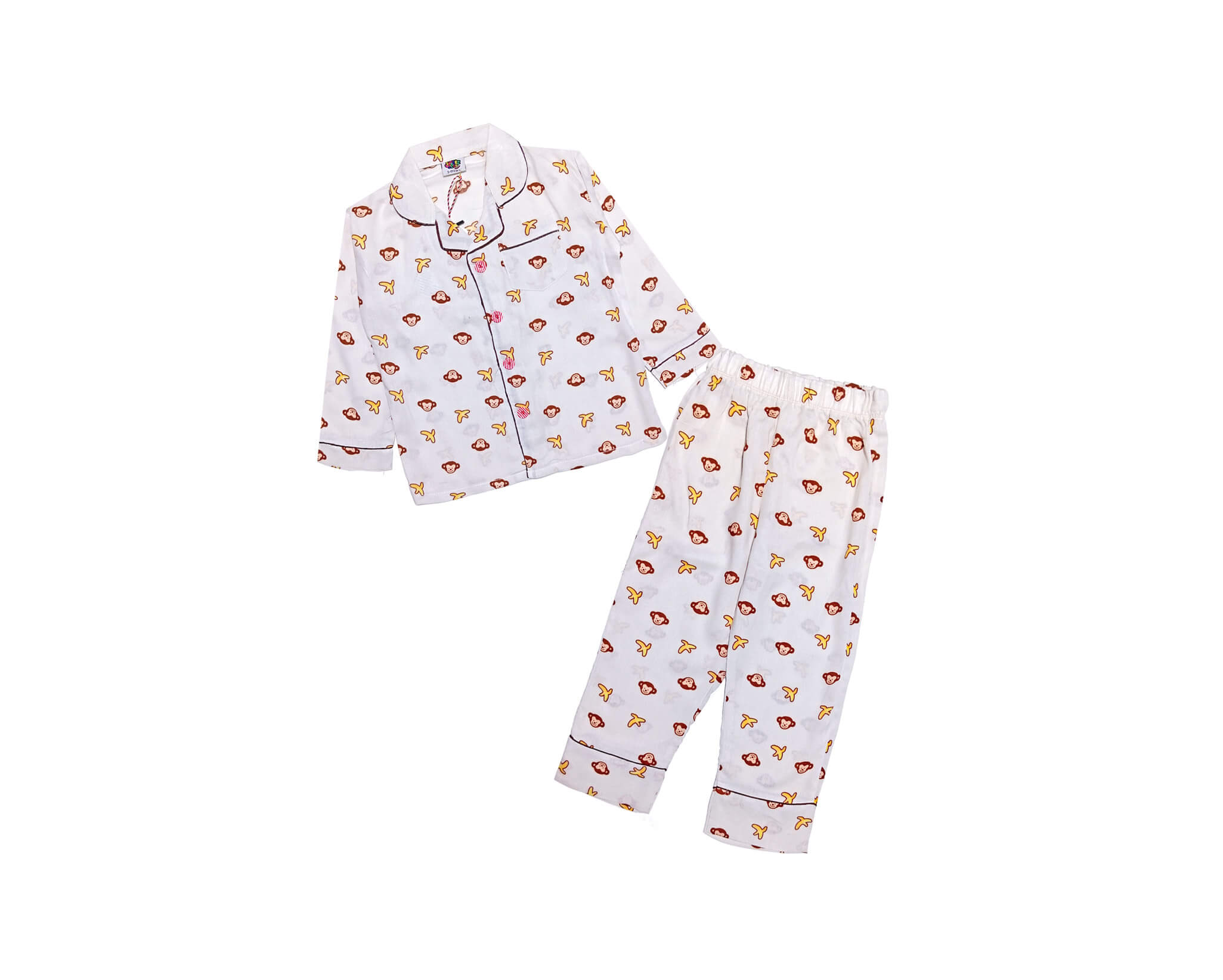 Monkey & Banana Cotton Full Sleeves Night suit - Off White