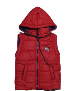 New Style LC Sleeveless Hooded Puffer Jacket - Red