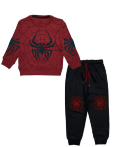 Spider-House-Fleece-Tracksuit--Maroon-&-Black