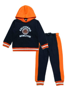 Sports Club Pennal Style Hoodie Tracksuit - Orange & Black