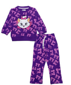 All over Kitty Bow Fleece Tracksuit - Purple