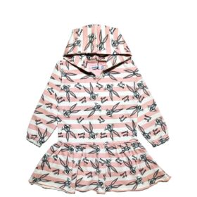 Bugs-Bunny-Strippes-Terry-Fabric-Frock-with-Hood
