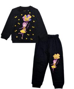 Happy Girls sequin Balloons Fleece Tracksuit - Black