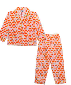 Hello-Monkey-Hearts--Full-Sleeves-Cotton-Night-Suit-Light-Peach