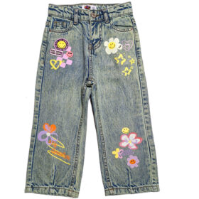 Keep Happy Loose Fit Acid Wash Denim Pant - Green