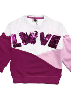 Love-Sequins-Three-Penal-Baggy-Sleeves-Sweatshirt---White-Pink