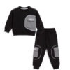 Modern-Flap-Pocket-Style-Fleece-Tracksuit---Black