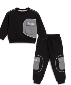 Modern-Flap-Pocket-Style-Fleece-Tracksuit---Black