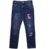 Pink Heart Guess Straight Denim Pant - Dark Blue