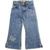 Wild Butterflies Loose Fit Acid Wash Denim Pant - Ice Blue
