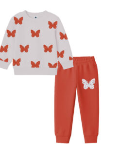 Butterflies Fleece Tracksuit - Skin & Rust