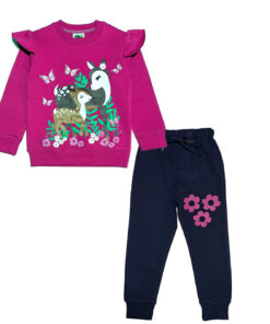 Cute-Deer-World-Frill-Fleece-Tracksuit---Shocking-Pink-&-Navy-Blue