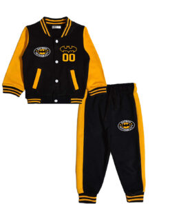 Double-Zero-Bat-Fleece-Baseball-Jacket-Suit---Black-&-Mustard