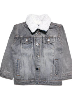 Fur Body Denim Jacket - light Grey