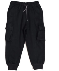 Kids-Loose-Fit-Fleece-Cargo-Trouser---Black