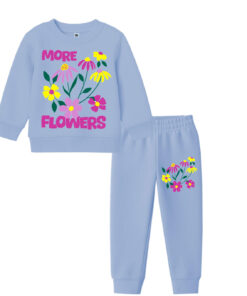 More Flowers Fleece Tracksuit - Sky Blue