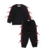 Rust Bow stylish Fleece Tracksuit - Black