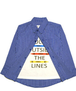 Color-Out-Side-Line-Check-Twofer-Casual-Shirt- Blue Checked
