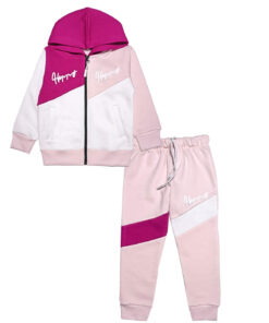 Happy Trendy Pennal Fleece Hoodie Tracksuit - Baby Pink