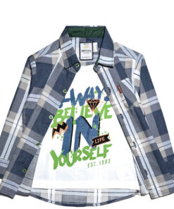 Just Be Cool Twofer Grey Check Casual Shirt - Grey