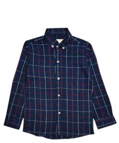 Red Plaid Check Casual Shirt - Navy Blue
