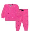 Red & white Hearts Fleece Tracksuit - Pink