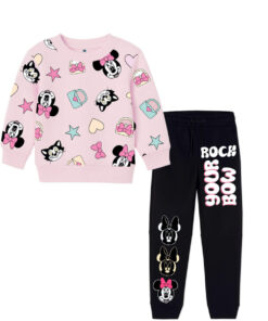 Rock Your Bow Fleece Tracksuit Baby Pink & Black