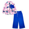 Stitch Zip Pocket Style Terry Mock Neck Sweat & Flare Trouser - Baby Pink & Royal Blue