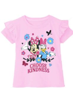 Choose KINDNESS Frill Half Sleeve T Shirt - Pink