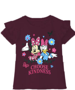 Choose Kindness Frill Half Sleeve T Shirt - Maroon (1)
