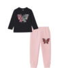 Colorful Sequin Butterfly Full Sleeves Tee & Trouser – Black & Peach (1)