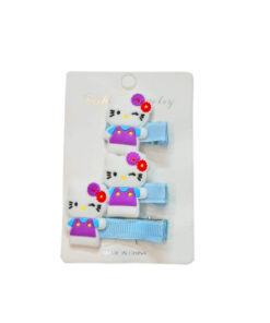 Cute Kitty Hair Silicone Clips 3pc Set - Blue