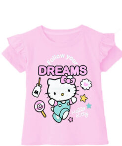 Follow Your Dream Frill Hall Sleeve T Shirt - Baby Pink