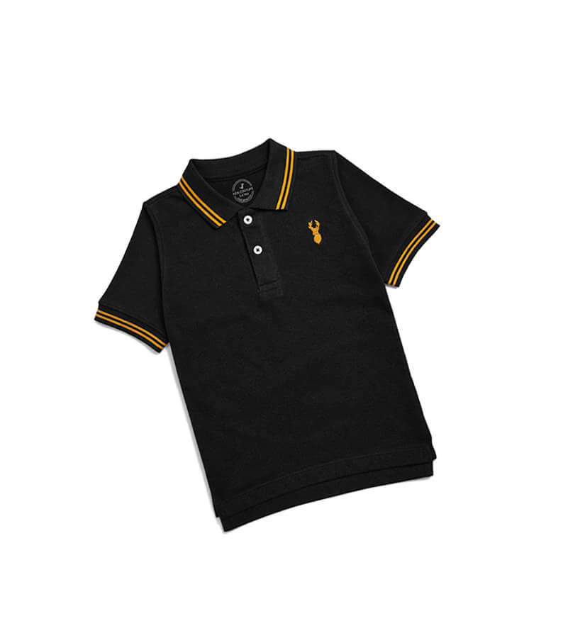 Markhor Logo Colar Tipping Polo Shirt – Black