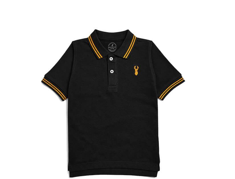 Markhor Logo Colar Tipping Polo Shirt – Black