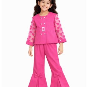 Stylish-Girl-Flowers-Cotton-outfit-with-flared-pants---Pink