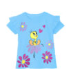 Tweety On Flowers Frill Hall Sleeve T Shirt - Sky Blue