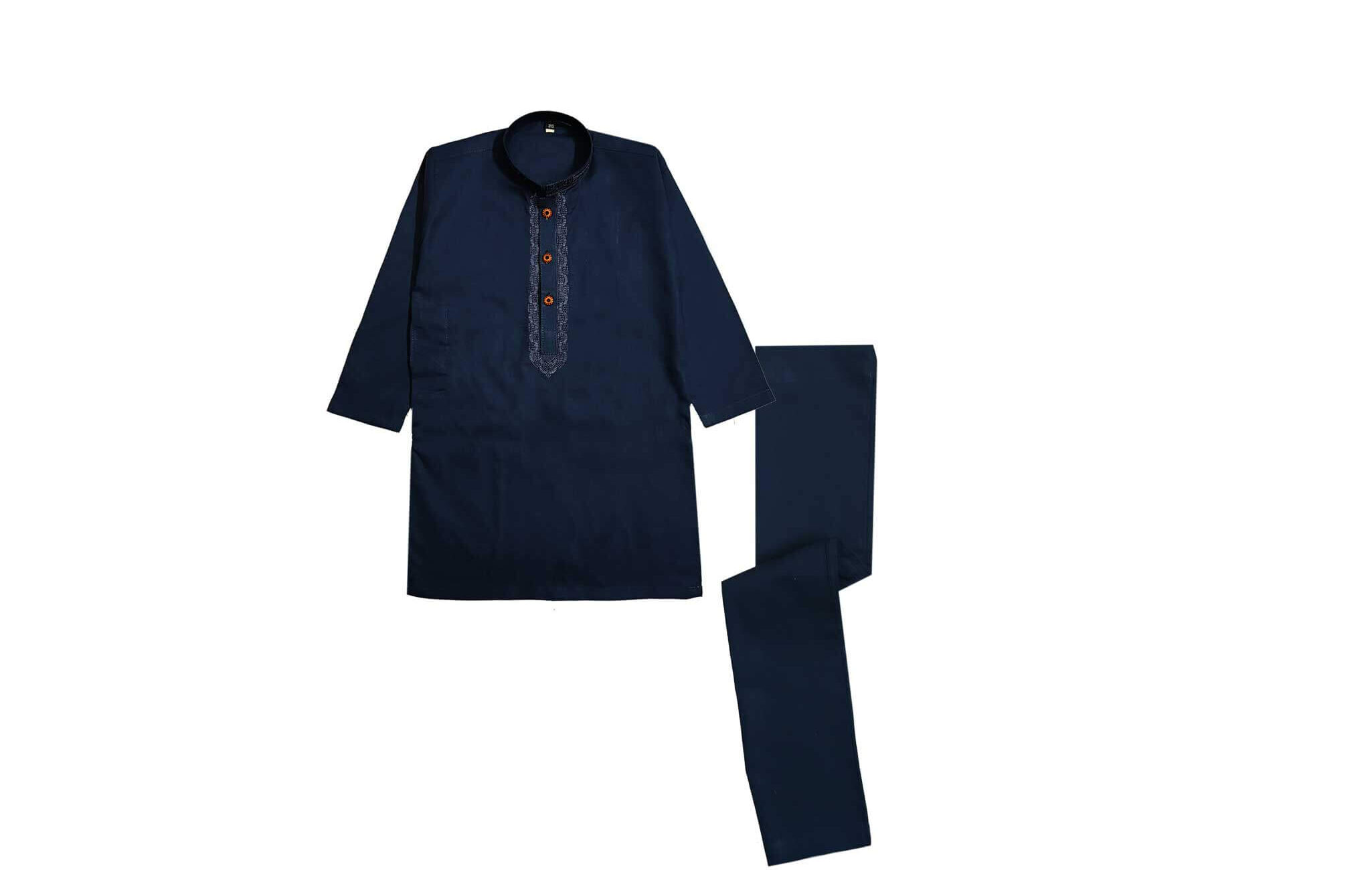 Unique Embroidered Cotton Kurta & Trouser Set – Navy BlueUnique Embroidered Cotton Kurta & Trouser Set – Navy Blue