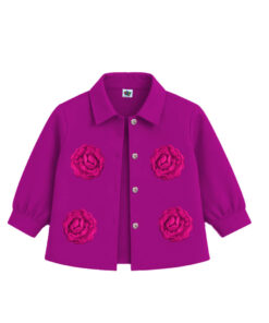3d Flowers Front Style Girls Premium Coat - Sh