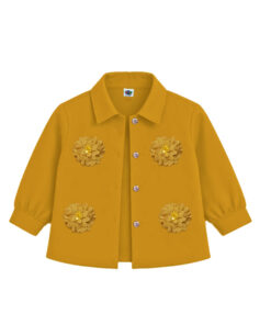 3d Flowers Mustered Front Style Girls Premium Coat - Mustered