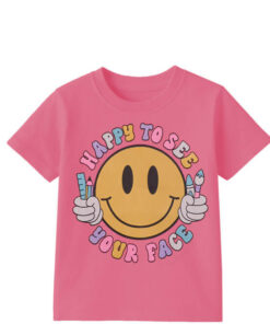 Happy Emoji Face Tee Shirt-Pink