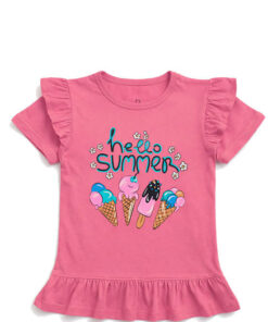 Hello Summer Ice Cream Tee Shirt-Pink (1)